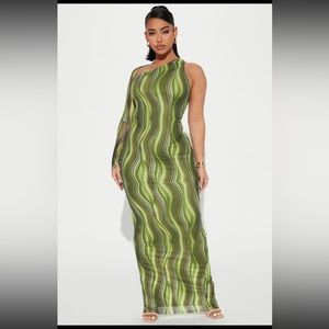 Green Mesh Maxi Dress